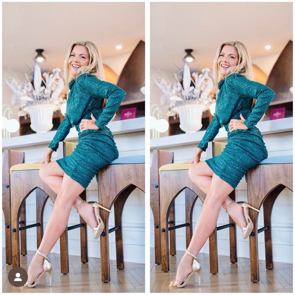 Hunter Green Sexy Sequin Cocktail Dress by Pretty Little Thing SZ 4